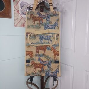 Horses Tapestry Luggage Shopping Rolling Bag Wheels Collapsible Foldable 22x13